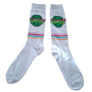 Animated Teenage Mutant Ninja Turtles White Size 6/5-11 (Fabric Sock Unisex)